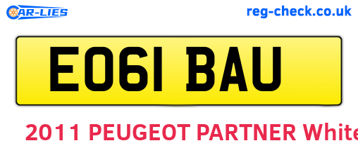 EO61BAU are the vehicle registration plates.