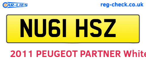 NU61HSZ are the vehicle registration plates.