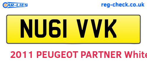 NU61VVK are the vehicle registration plates.