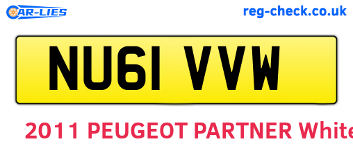 NU61VVW are the vehicle registration plates.