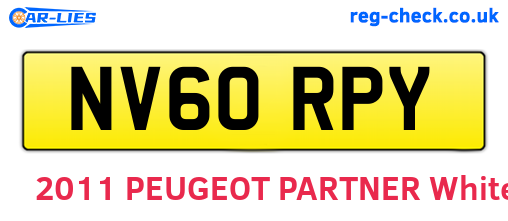 NV60RPY are the vehicle registration plates.