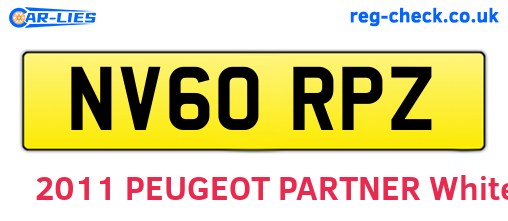 NV60RPZ are the vehicle registration plates.
