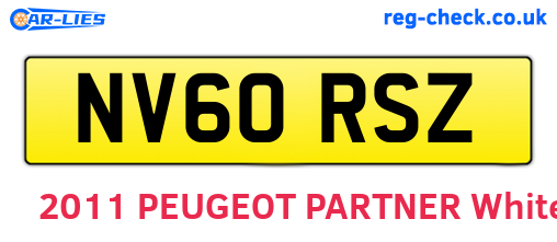 NV60RSZ are the vehicle registration plates.