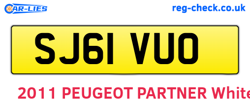 SJ61VUO are the vehicle registration plates.