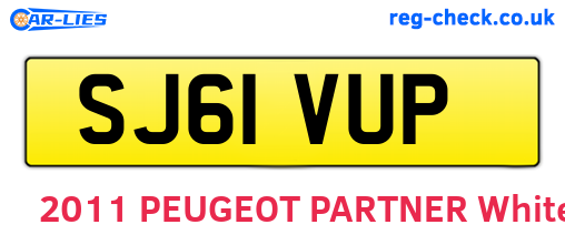 SJ61VUP are the vehicle registration plates.