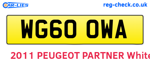 WG60OWA are the vehicle registration plates.
