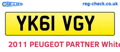 YK61VGY are the vehicle registration plates.