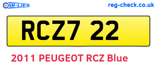 RCZ722 are the vehicle registration plates.