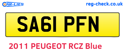 SA61PFN are the vehicle registration plates.