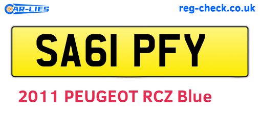 SA61PFY are the vehicle registration plates.