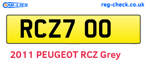 RCZ700 are the vehicle registration plates.