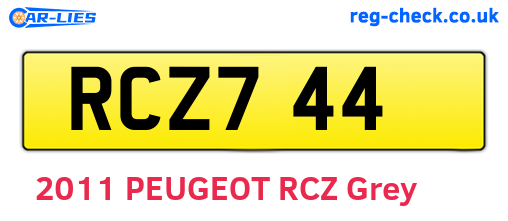 RCZ744 are the vehicle registration plates.
