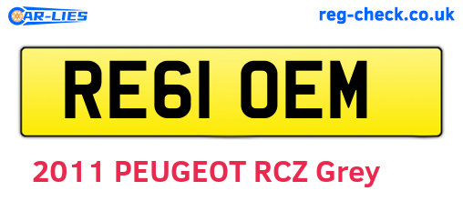 RE61OEM are the vehicle registration plates.