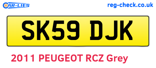 SK59DJK are the vehicle registration plates.