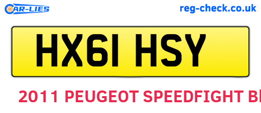 HX61HSY are the vehicle registration plates.