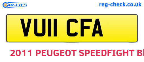 VU11CFA are the vehicle registration plates.