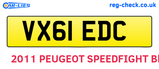 VX61EDC are the vehicle registration plates.