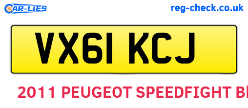 VX61KCJ are the vehicle registration plates.