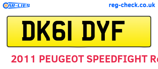 DK61DYF are the vehicle registration plates.