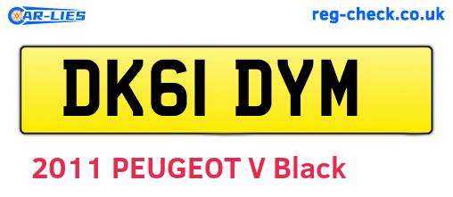 DK61DYM are the vehicle registration plates.