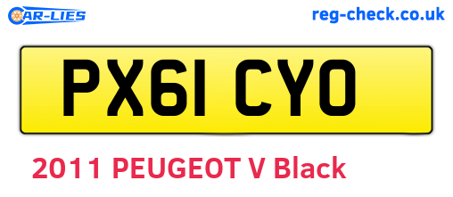 PX61CYO are the vehicle registration plates.