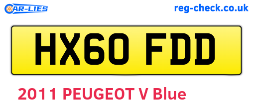 HX60FDD are the vehicle registration plates.