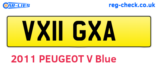 VX11GXA are the vehicle registration plates.
