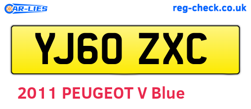 YJ60ZXC are the vehicle registration plates.