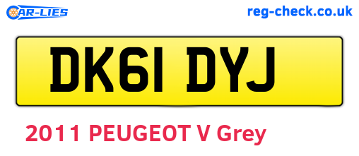 DK61DYJ are the vehicle registration plates.