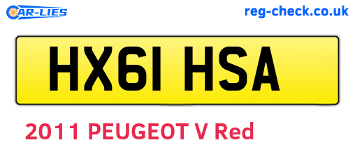 HX61HSA are the vehicle registration plates.