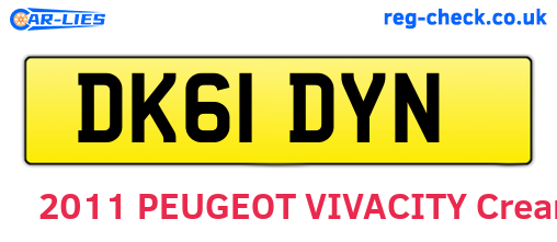 DK61DYN are the vehicle registration plates.
