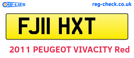 FJ11HXT are the vehicle registration plates.