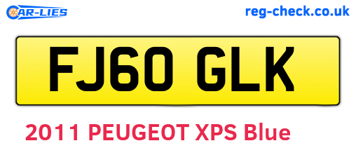 FJ60GLK are the vehicle registration plates.