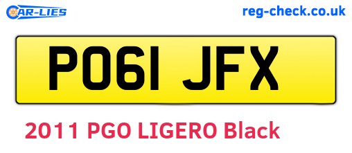PO61JFX are the vehicle registration plates.