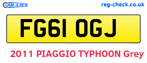 FG61OGJ are the vehicle registration plates.