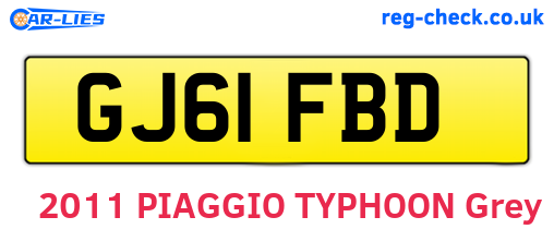 GJ61FBD are the vehicle registration plates.