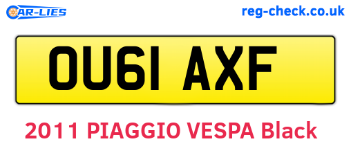 OU61AXF are the vehicle registration plates.