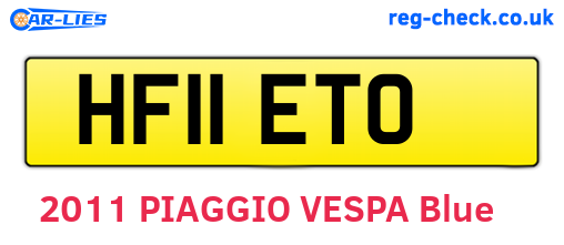 HF11ETO are the vehicle registration plates.