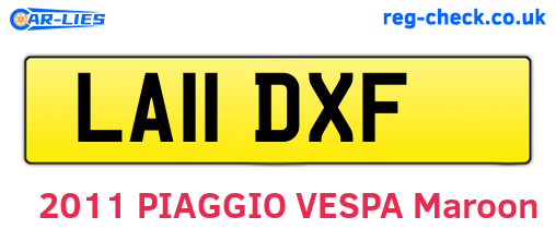 LA11DXF are the vehicle registration plates.