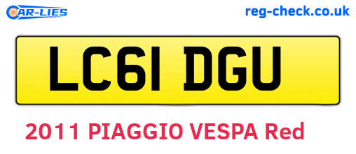 LC61DGU are the vehicle registration plates.