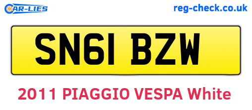 SN61BZW are the vehicle registration plates.