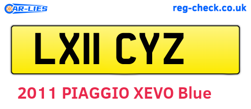 LX11CYZ are the vehicle registration plates.