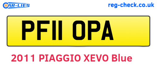 PF11OPA are the vehicle registration plates.