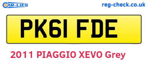 PK61FDE are the vehicle registration plates.