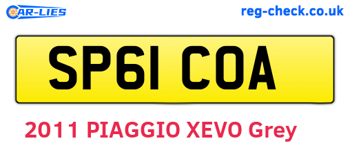 SP61COA are the vehicle registration plates.
