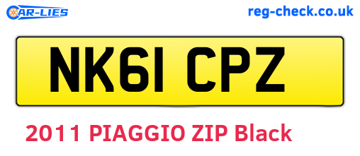 NK61CPZ are the vehicle registration plates.