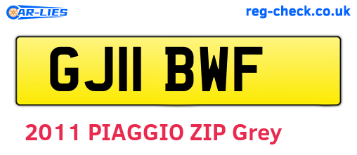 GJ11BWF are the vehicle registration plates.