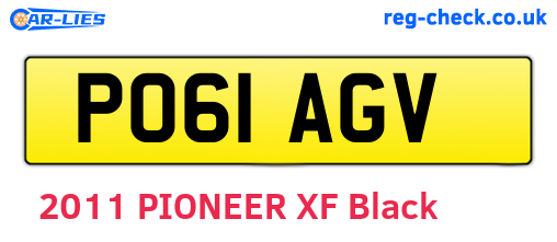 PO61AGV are the vehicle registration plates.
