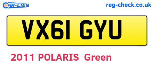 VX61GYU are the vehicle registration plates.