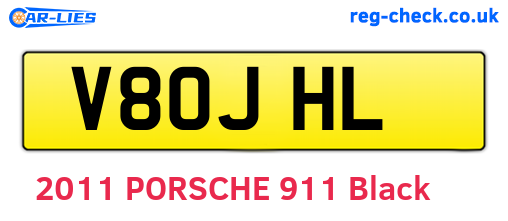 V80JHL are the vehicle registration plates.